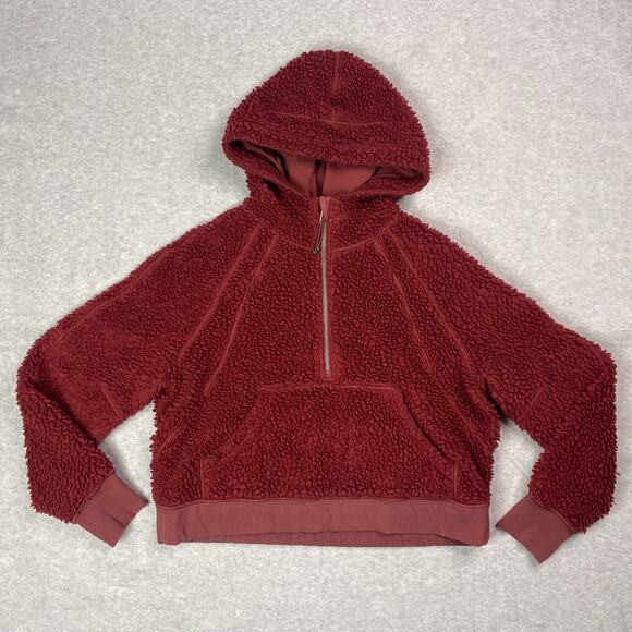 Lululemon Womens M L Scuba Oversized Sherpa 1/2 Zip Hoodie in Savannah - Picture 2 of 11